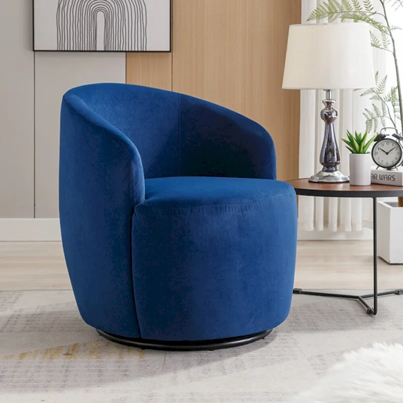 Fauteuil d'appoint pivotant en velours avec anneau thermolaqué