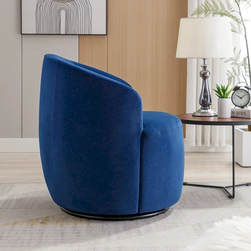 Fauteuil d'appoint pivotant en velours avec anneau thermolaqué