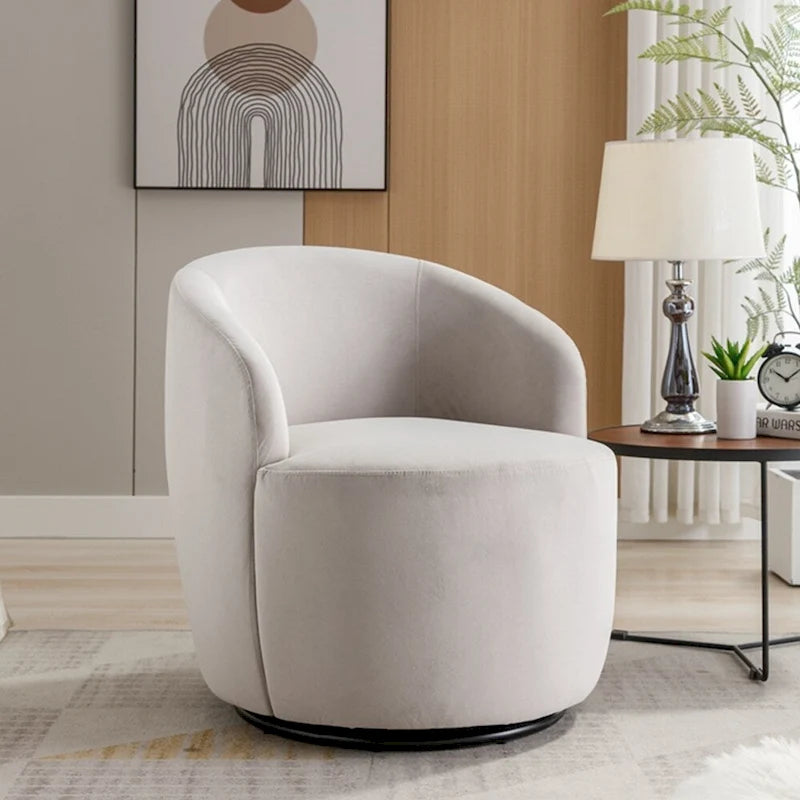 Fauteuil d'appoint pivotant en velours avec anneau thermolaqué