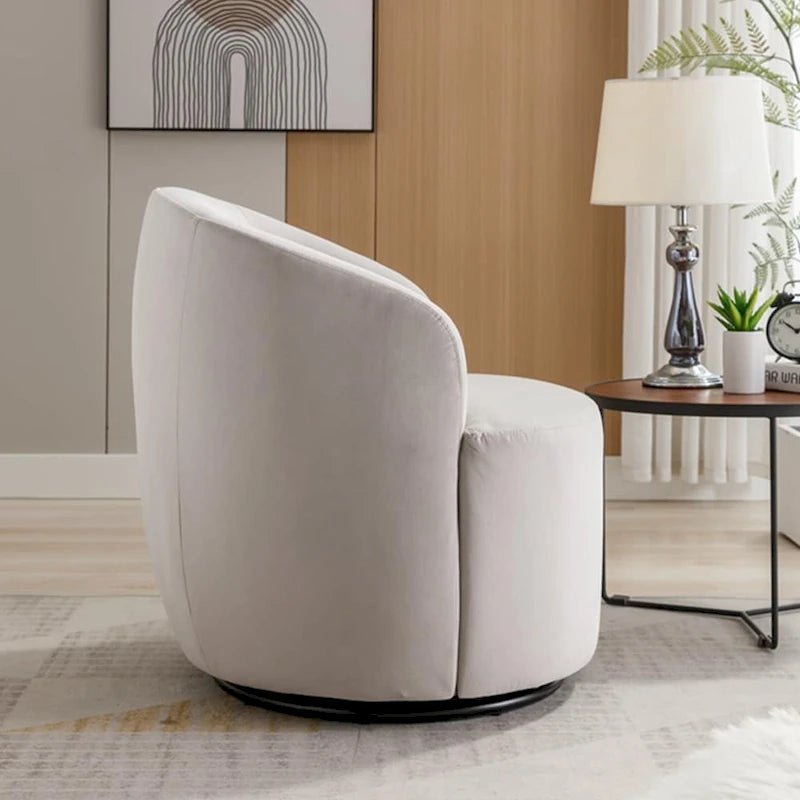Fauteuil d'appoint pivotant en velours avec anneau thermolaqué