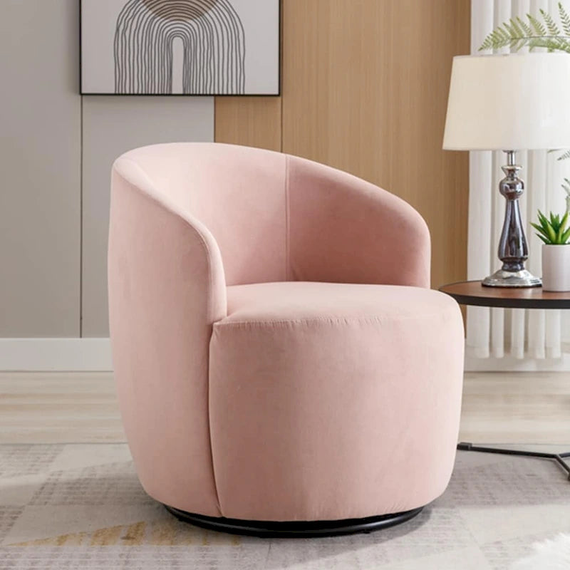 Fauteuil d'appoint pivotant en velours avec anneau thermolaqué