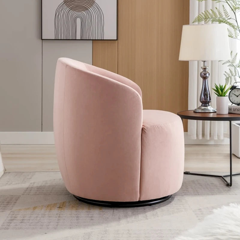 Fauteuil d'appoint pivotant en velours avec anneau thermolaqué