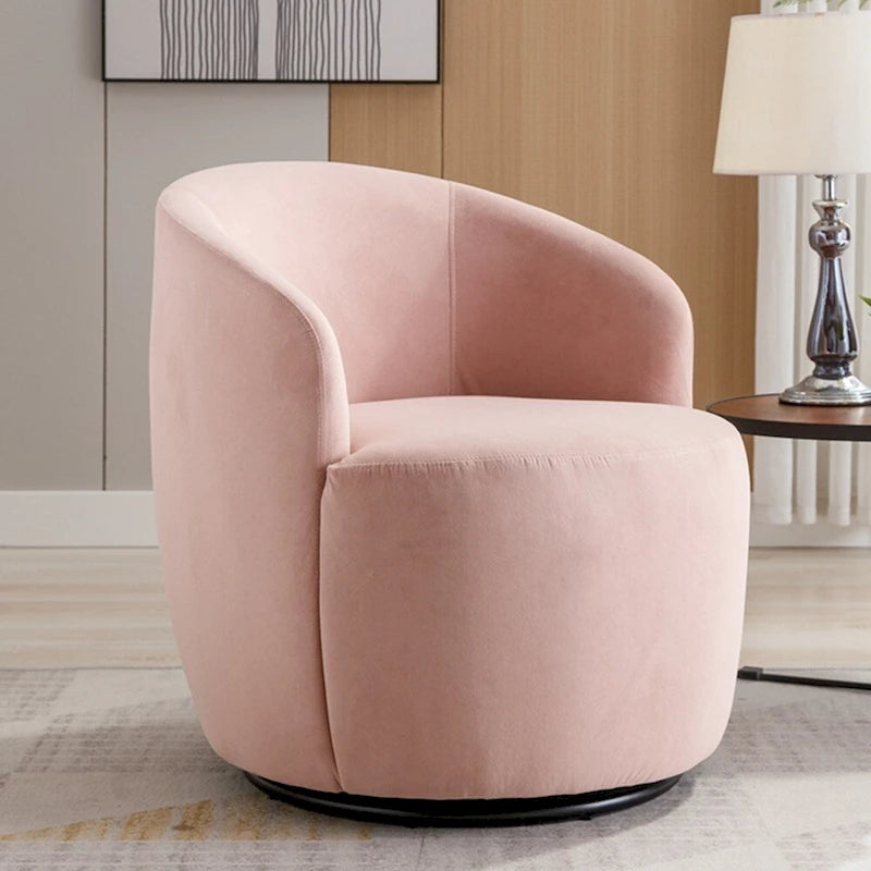 Fauteuil d'appoint pivotant en velours avec anneau thermolaqué