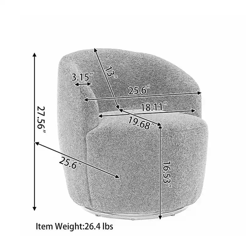 Fauteuil d'appoint pivotant en velours avec anneau thermolaqué