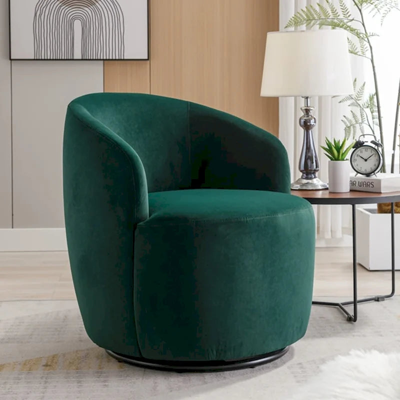 Fauteuil d'appoint pivotant en velours avec anneau thermolaqué