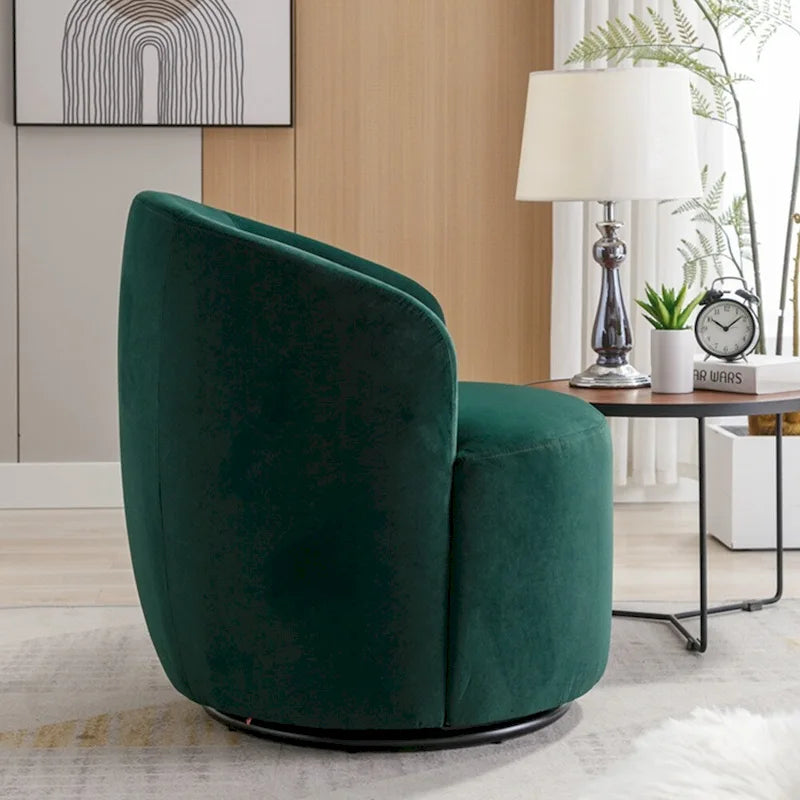 Fauteuil d'appoint pivotant en velours avec anneau thermolaqué