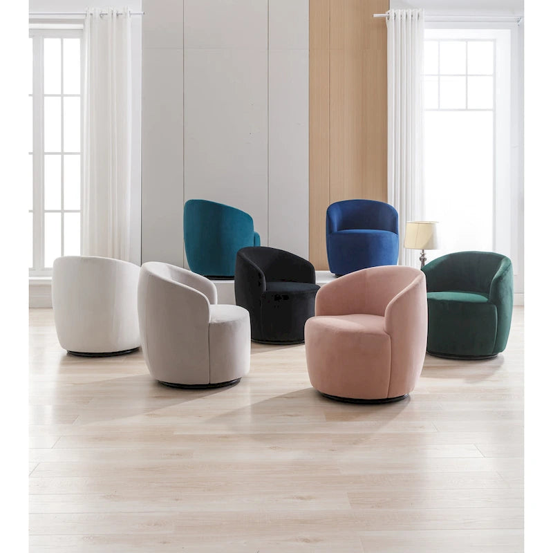 Fauteuil d'appoint pivotant en velours avec anneau thermolaqué