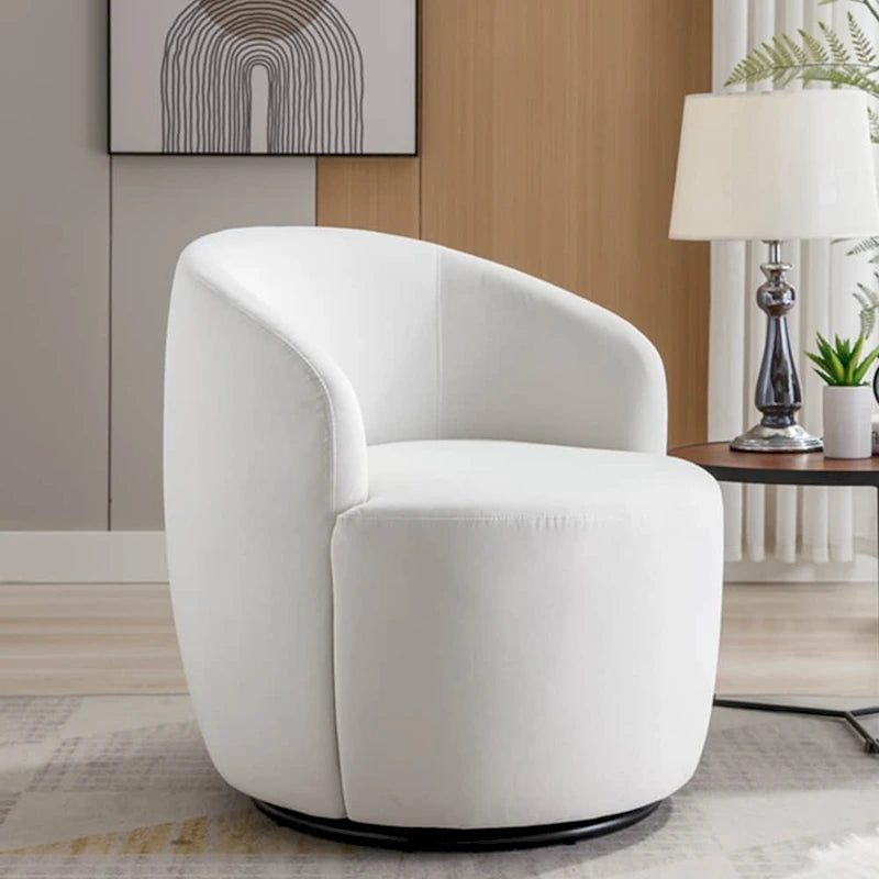 Fauteuil d'appoint pivotant en velours avec anneau thermolaqué
