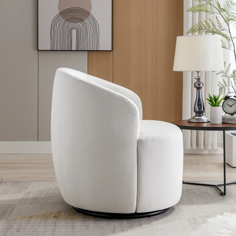 Fauteuil d'appoint pivotant en velours avec anneau thermolaqué