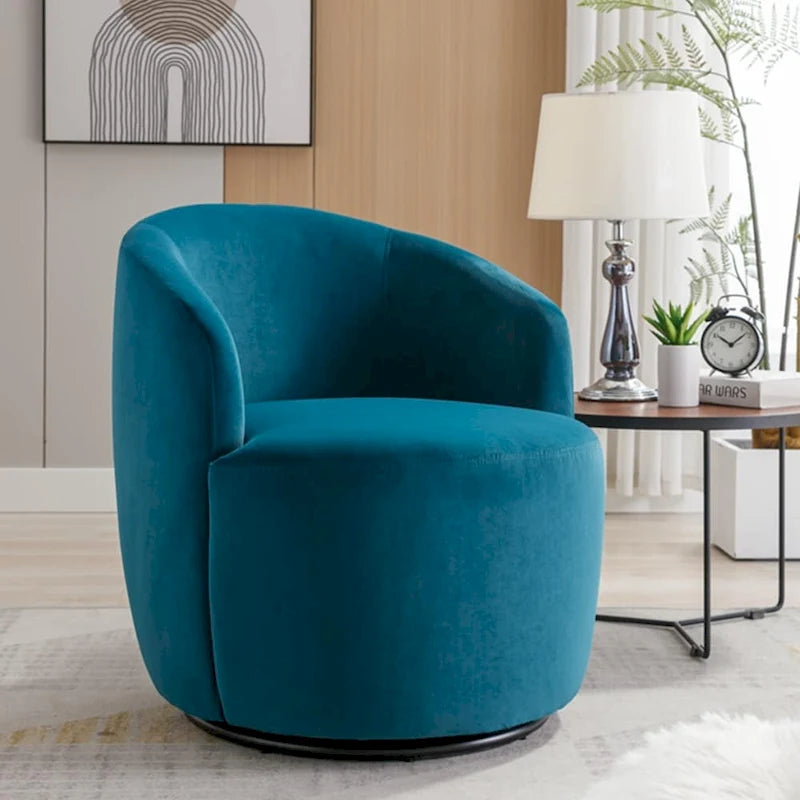 Fauteuil d'appoint pivotant en velours avec anneau thermolaqué