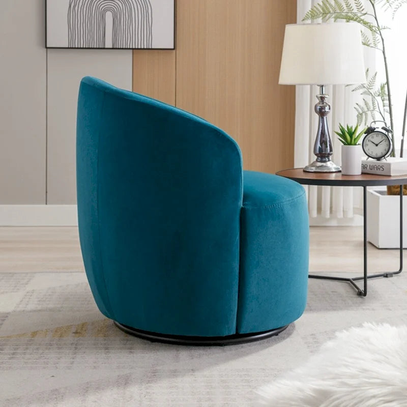 Fauteuil d'appoint pivotant en velours avec anneau thermolaqué