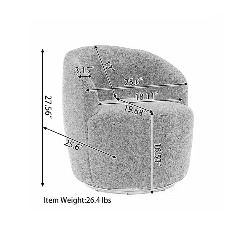 Fauteuil d'appoint pivotant en velours avec anneau thermolaqué