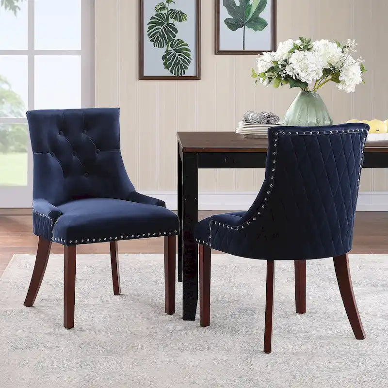 Chaises de salle à manger en velours capitonné (lot de 2)