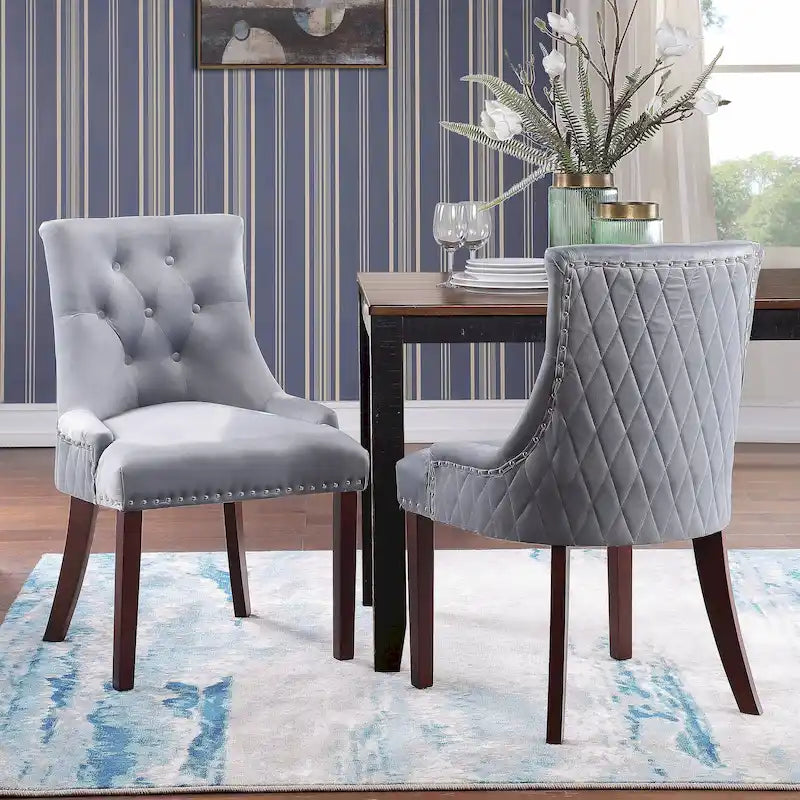 Chaises de salle à manger en velours capitonné (lot de 2)