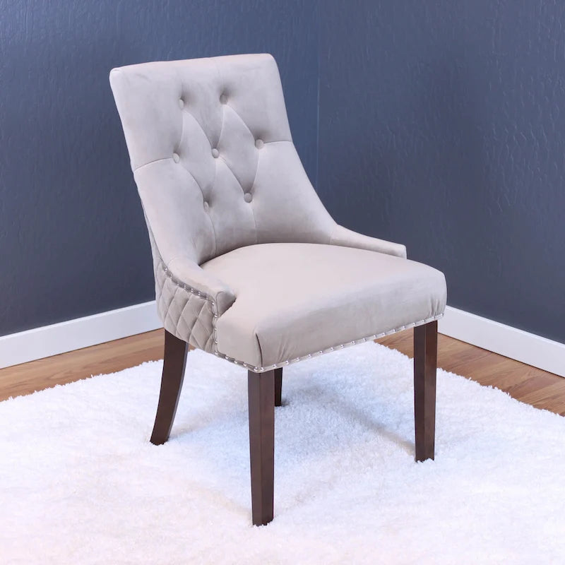 Chaises de salle à manger en velours capitonné (lot de 2)