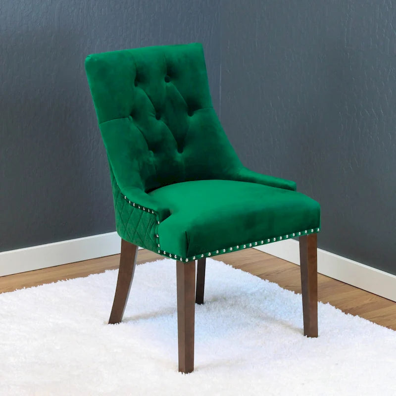 Chaises de salle à manger en velours capitonné (lot de 2)