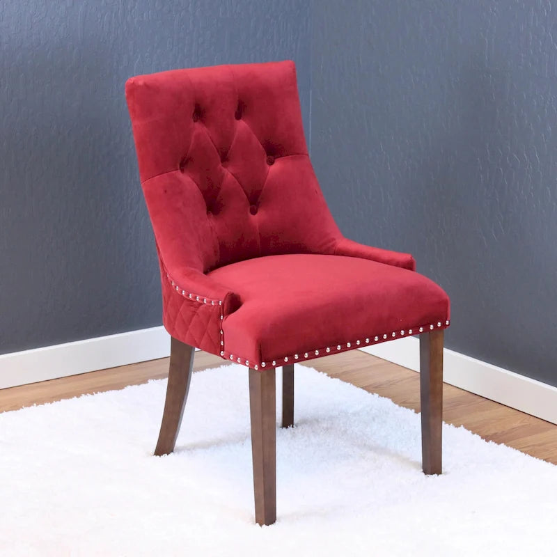Chaises de salle à manger en velours capitonné (lot de 2)