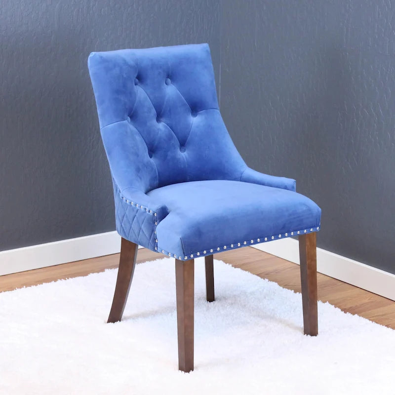 Chaises de salle à manger en velours capitonné (lot de 2)