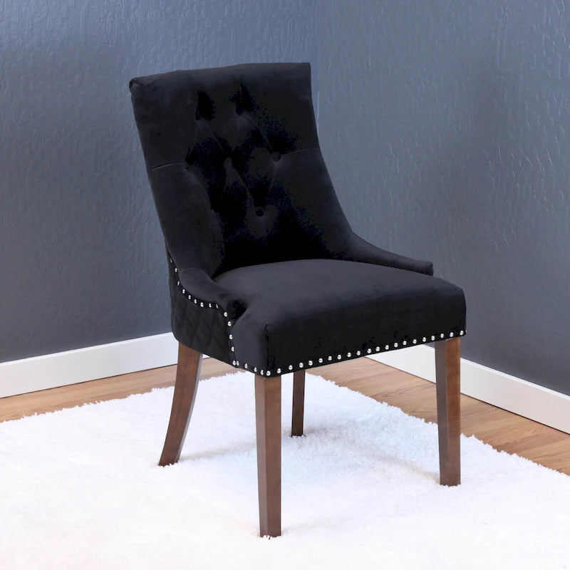 Chaises de salle à manger en velours capitonné (lot de 2)