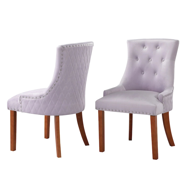 Chaises de salle à manger en velours capitonné (lot de 2)