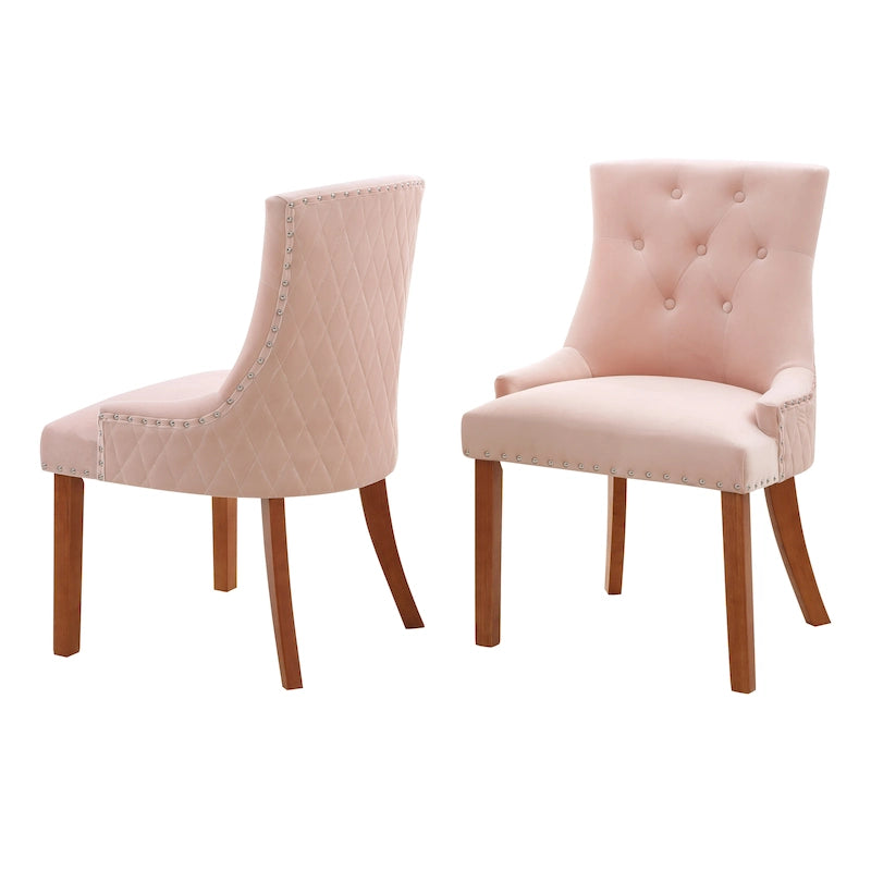 Chaises de salle à manger en velours capitonné (lot de 2)