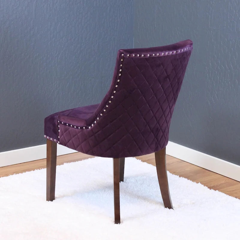 Chaises de salle à manger en velours capitonné (lot de 2)