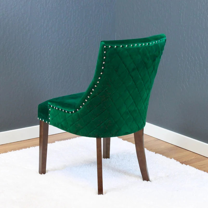 Chaises de salle à manger en velours capitonné (lot de 2)