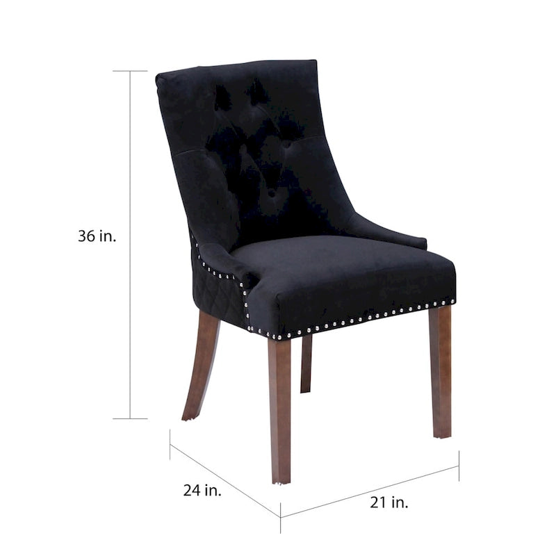 Chaises de salle à manger en velours capitonné (lot de 2)
