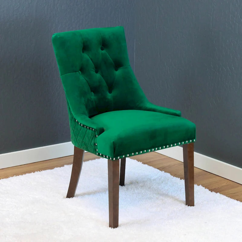 Chaises de salle à manger en velours capitonné (lot de 2)