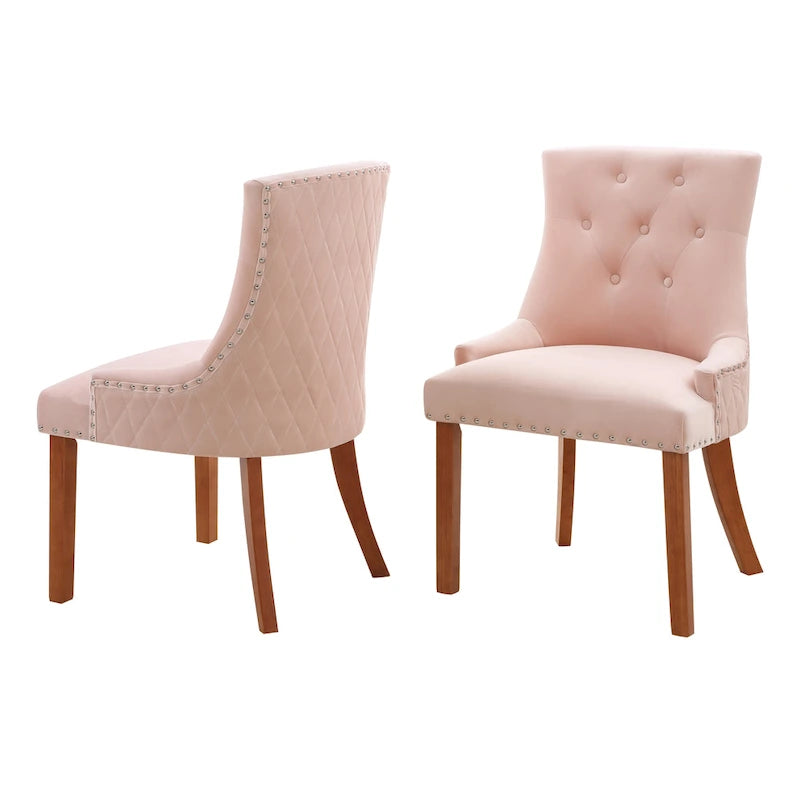 Chaises de salle à manger en velours capitonné (lot de 2)
