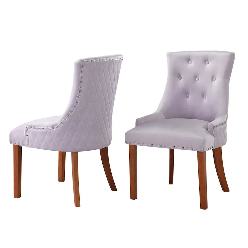 Chaises de salle à manger en velours capitonné (lot de 2)
