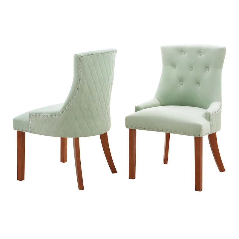 Chaises de salle à manger en velours capitonné (lot de 2)