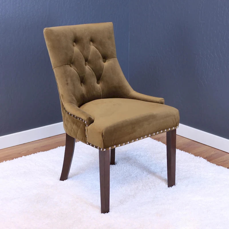 Chaises de salle à manger en velours capitonné (lot de 2)