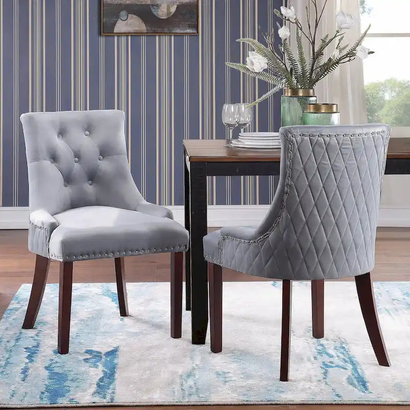 Chaises de salle à manger en velours capitonné (lot de 2)