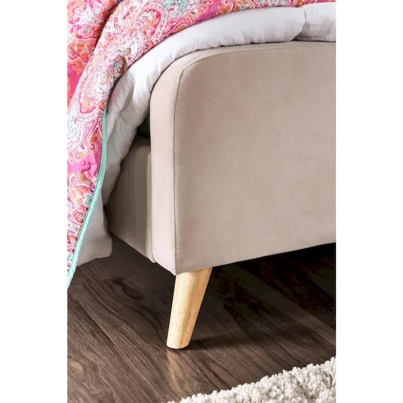 Lit plateforme en tissu Queen de style moderne du milieu du siècle
