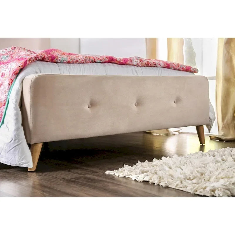 Lit plateforme en tissu Queen de style moderne du milieu du siècle