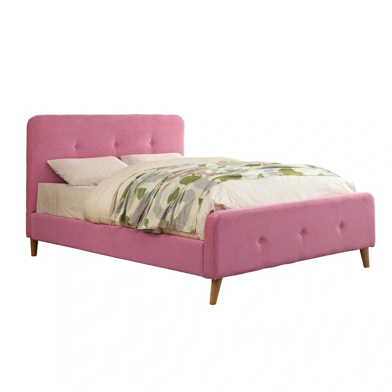Lit plateforme en tissu Queen de style moderne du milieu du siècle