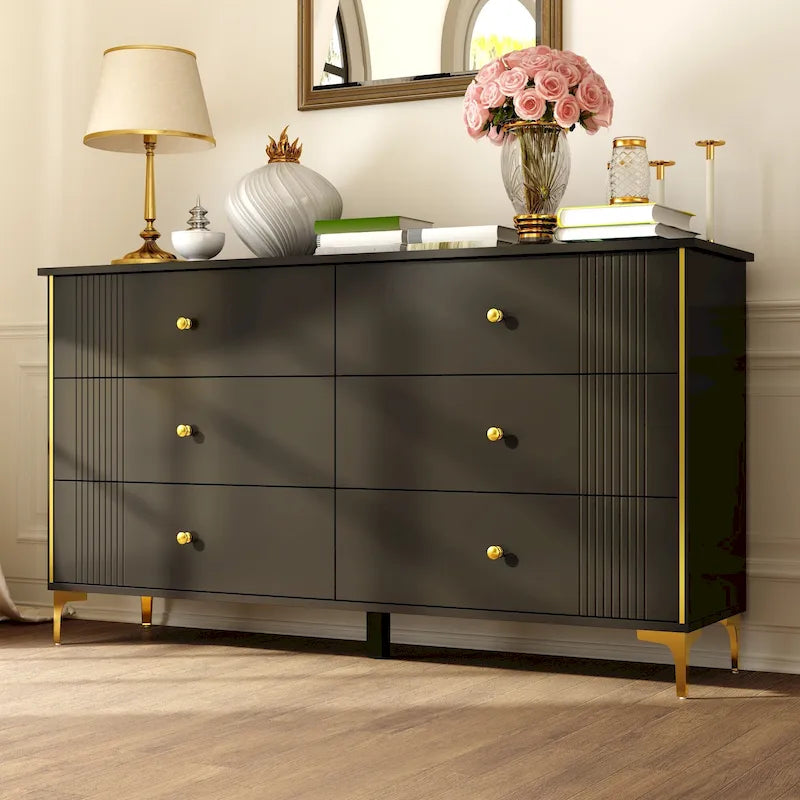 Commode à 6 tiroirs Commode moderne blanche Commode de rangement en bois
