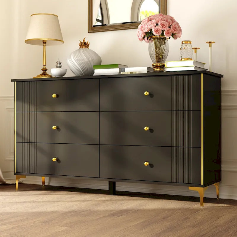 Commode à 6 tiroirs Commode moderne blanche Commode de rangement en bois