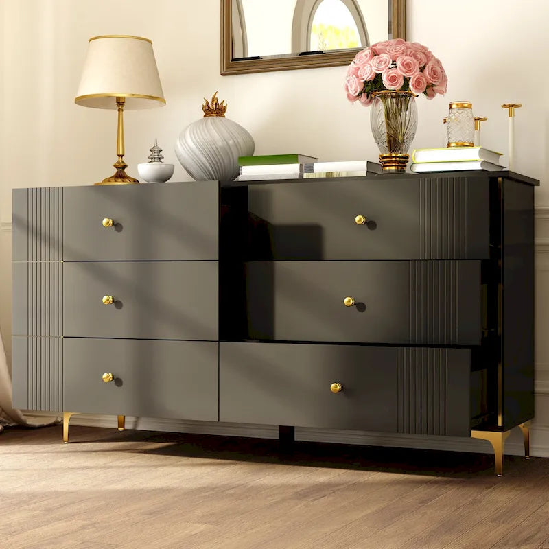 Commode à 6 tiroirs Commode moderne blanche Commode de rangement en bois