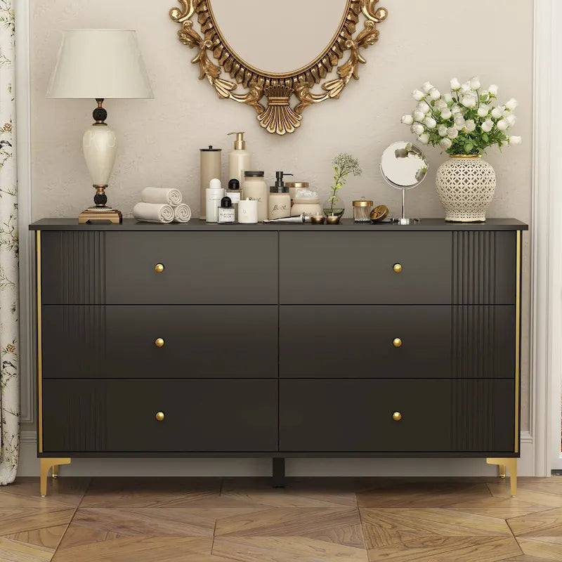 Commode à 6 tiroirs Commode moderne blanche Commode de rangement en bois