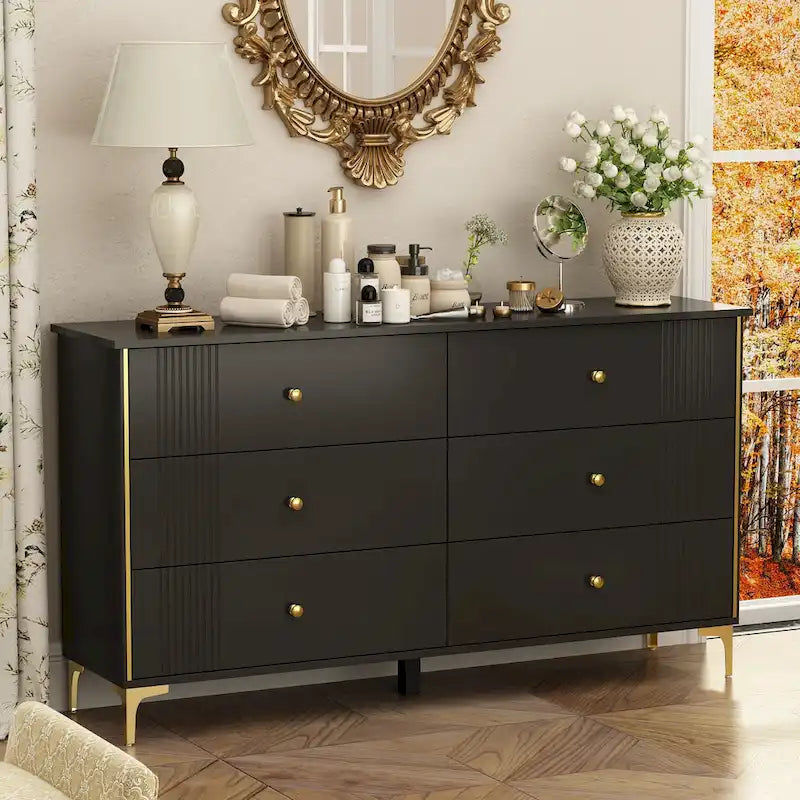 Commode à 6 tiroirs Commode moderne blanche Commode de rangement en bois