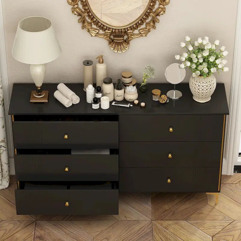 Commode à 6 tiroirs Commode moderne blanche Commode de rangement en bois