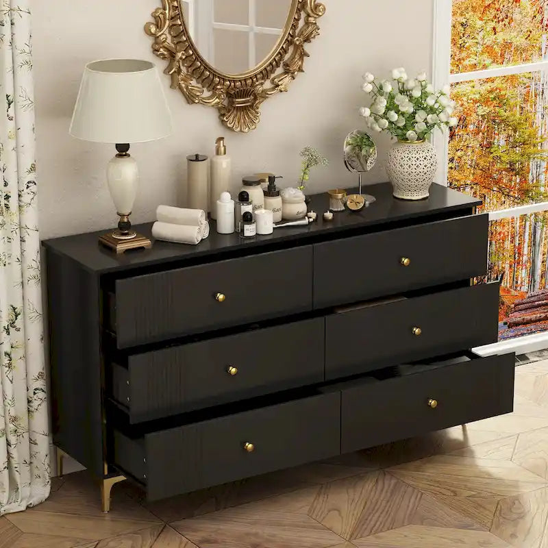 Commode à 6 tiroirs Commode moderne blanche Commode de rangement en bois