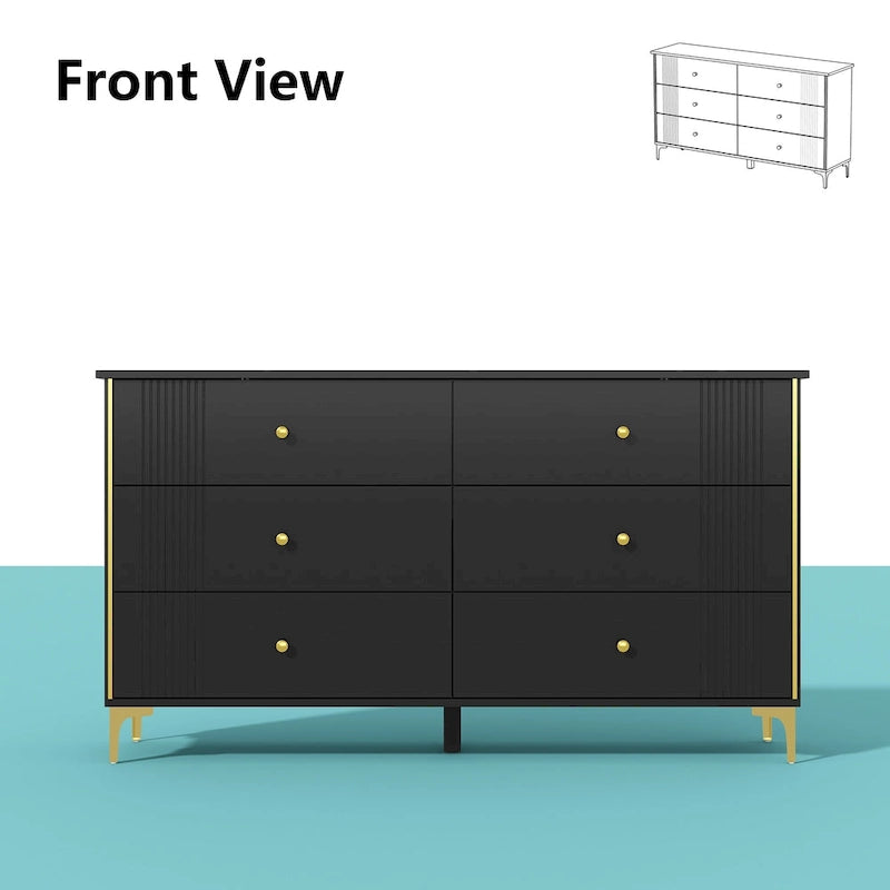Commode à 6 tiroirs Commode moderne blanche Commode de rangement en bois