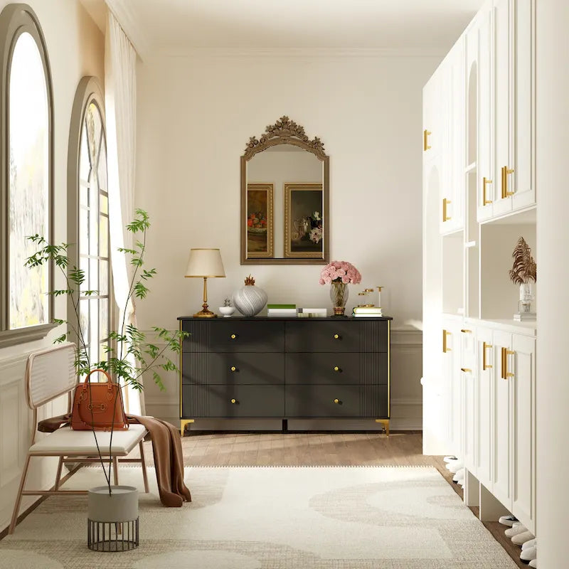 Commode à 6 tiroirs Commode moderne blanche Commode de rangement en bois