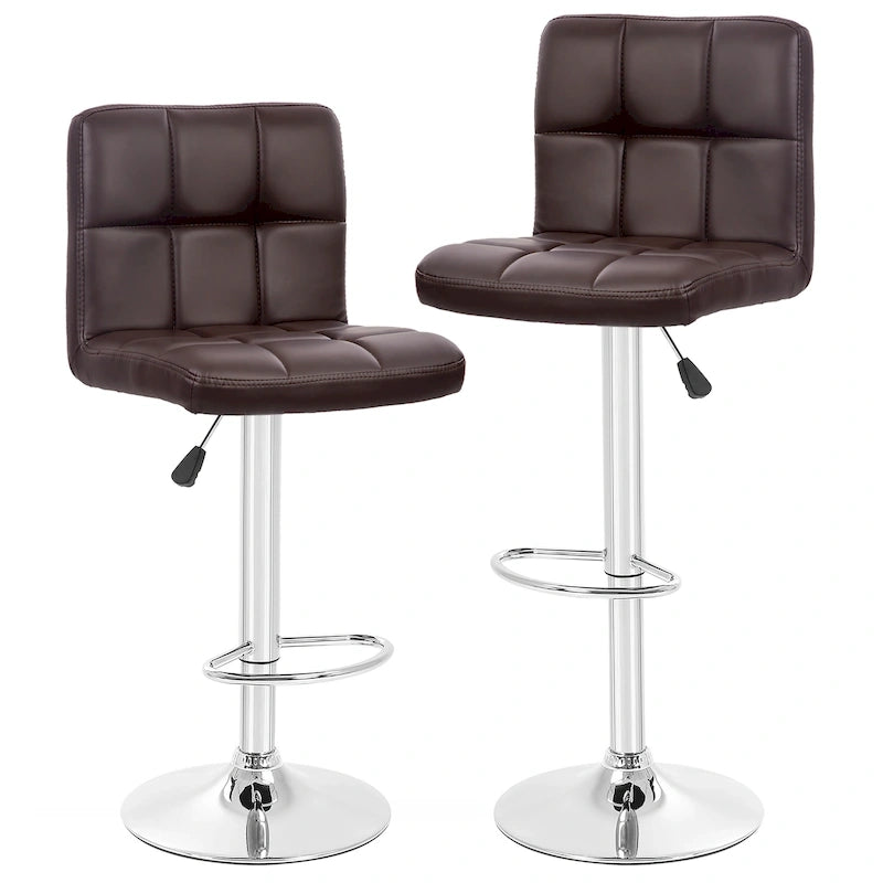 Tabourets de bar pivotants en cuir synthétique modernes à hauteur réglable (lot de 2)