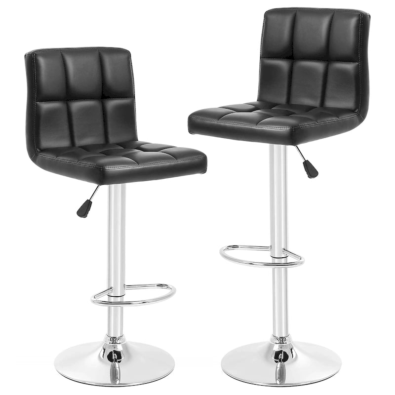 Tabourets de bar pivotants en cuir synthétique modernes à hauteur réglable (lot de 2)