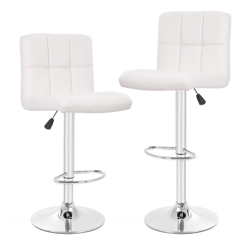 Tabourets de bar pivotants en cuir synthétique modernes à hauteur réglable (lot de 2)