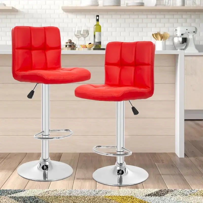 Tabourets de bar pivotants en cuir synthétique modernes à hauteur réglable (lot de 2)